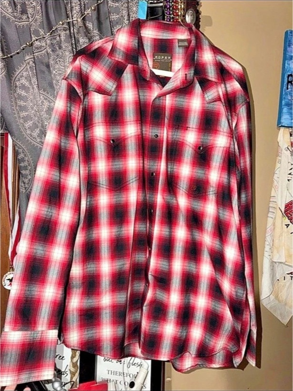 Roper men’s Red Plaid Cotton Shirt Jacket